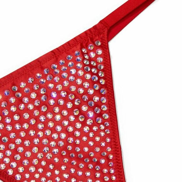 VS Rhinestone V-String Thong Panty RED HOT - Picture 4 of 11
